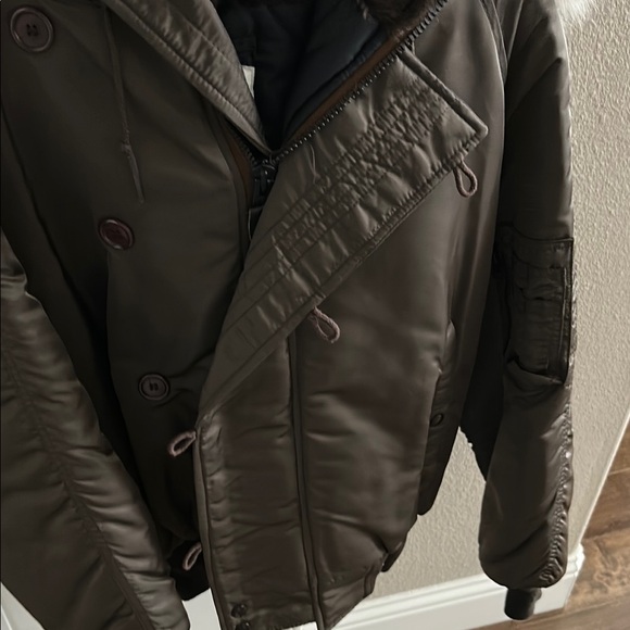 Men's Brown bomber Jacket with Fur Trim (Barney’s NYC) - Picture 11 of 11